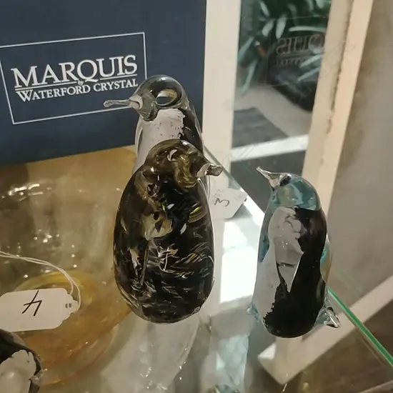 3 HOGLUND GLASS PENGUINS