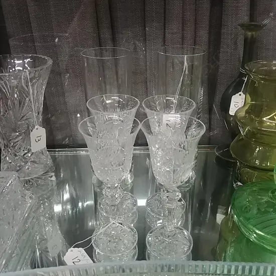 PR BOHEMIA CRYSTAL TALL GLASSES + 4 CUT CRYSTAL GLASSES