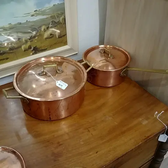 2 COPPER SAUCEPANS 