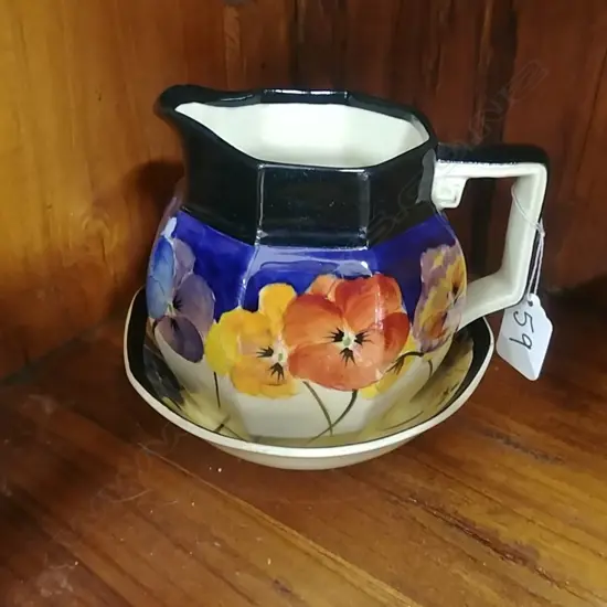 RD PANSY JUG & DISH 