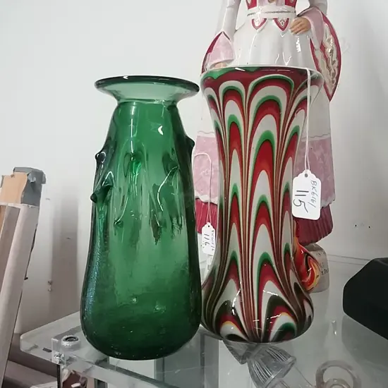 2 COLOURED VASES