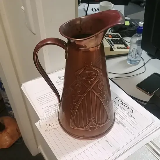 COPPER ART NOUVEAU JUG