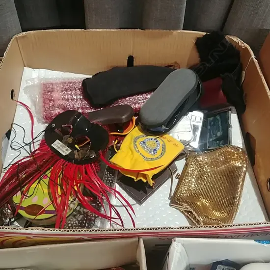 BOX LOT GLASSES MASKS ETC