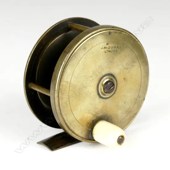 A 19thC brass 3" x 1½” plate wind reel