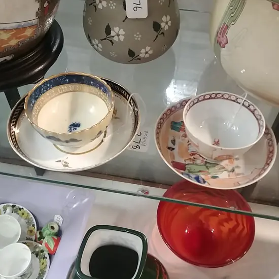 18THC CAUGHLEY TEA BOWL +SAUCER