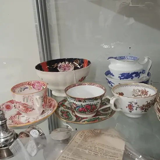 19THC BOWL/COALPORT JUG+C/SAUCERS