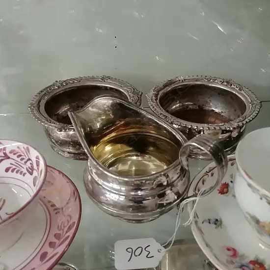 PR OF PLATED WINE COASTERS+JUG