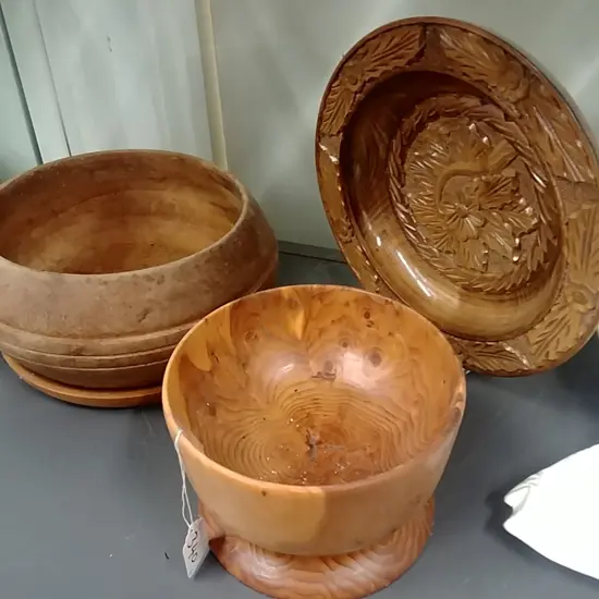 4 WOODEN BOWLS 