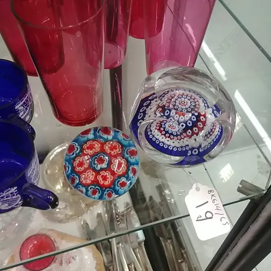 2 GLASS PAPER WEIGHTS