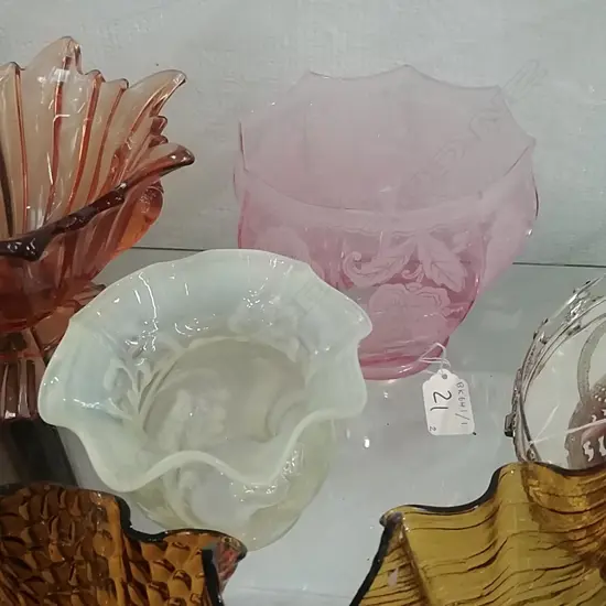 2 VICTORIAN GLASS LIGHT SHADES