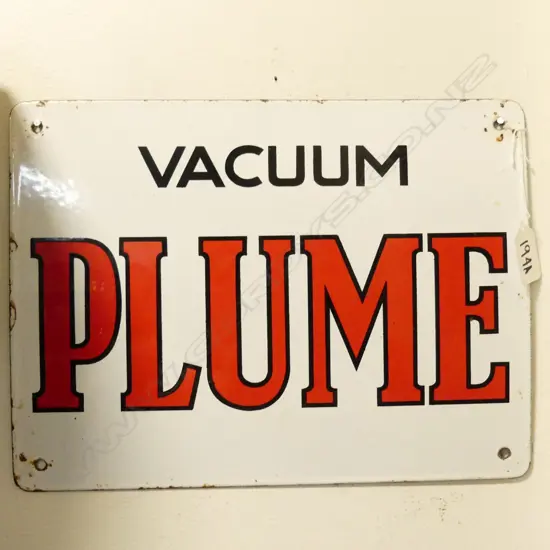 VINTAGE 'VACUUM PLUME' TIN ADVERTISING SIGN