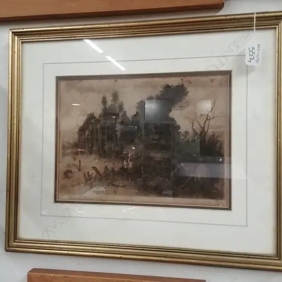 TREVOR LLOYD 'RUINS OF ST THOMAS' ETCHING 