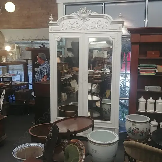 WHITE PAINTED WALNUT ARMOIRE