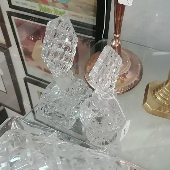 2 CRYSTAL PERFUME BOTTLES 