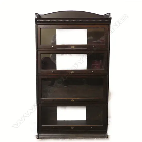 A four-section oak library bookcase