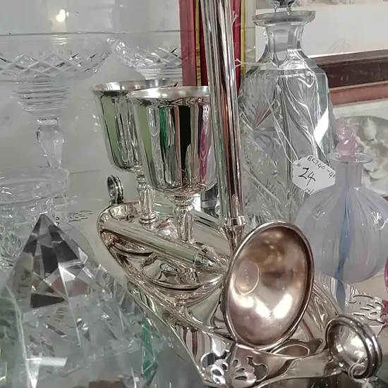 EPNS TRAY, GOBLETS & BUD VASES 