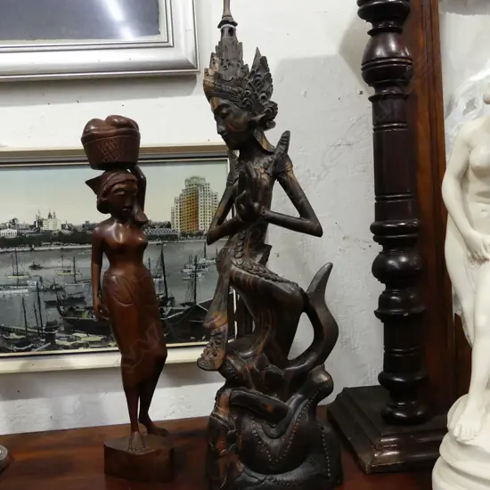 2 INDONESIAN WOODEN  FIGURES