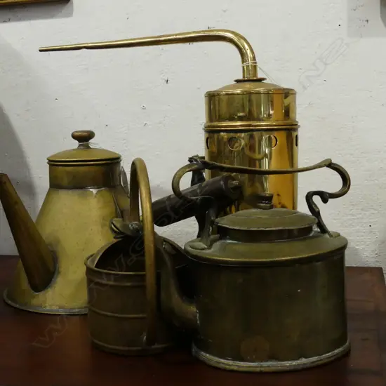 4 BRASS ITEMS - KETTLES POTS ETC