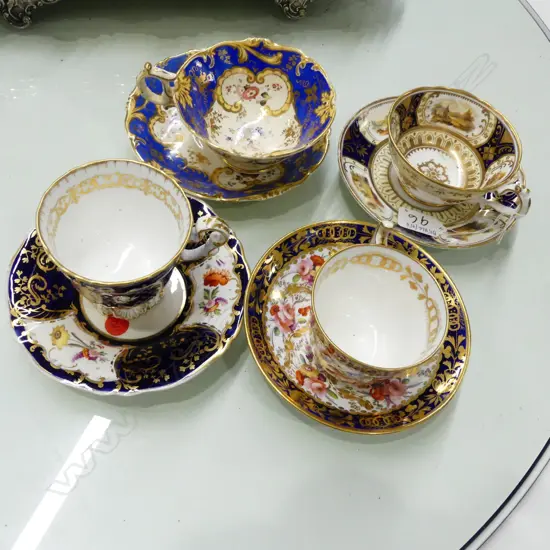 4 19THC CUPS & SAUCERS