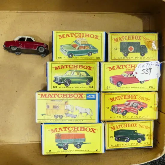 9 VINTAGE MATCHBOX SERIES TOYS. 8 BOXED