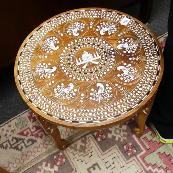 INLAID IVORY INDIAN TABLE 