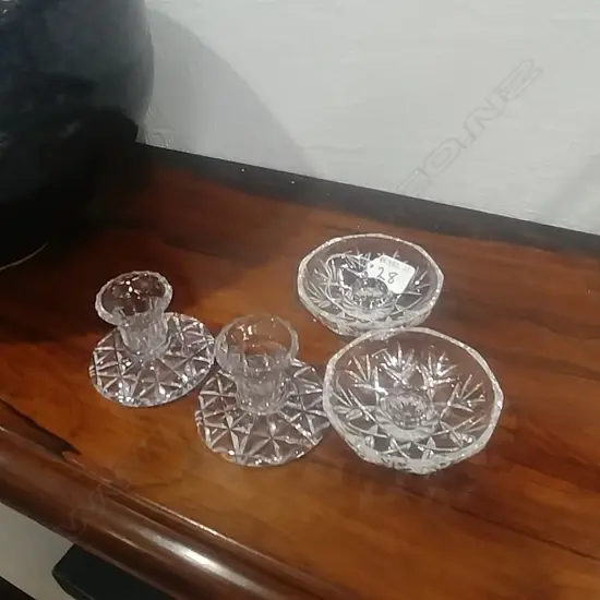 4 CRYSTAL CANDLESTICKS 