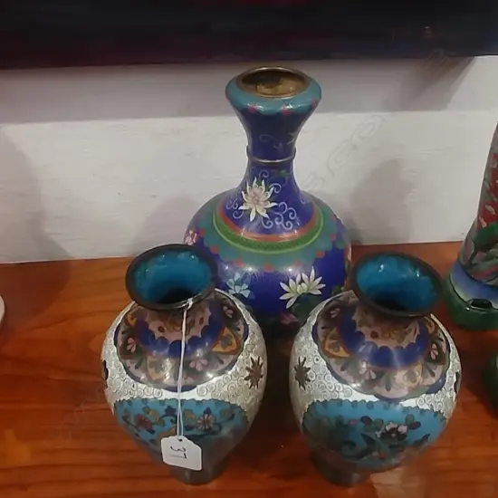 PR CLOISONNE VASES + 1 OTHER
