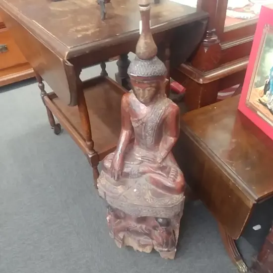 WOODEN CARVED BUDDHA