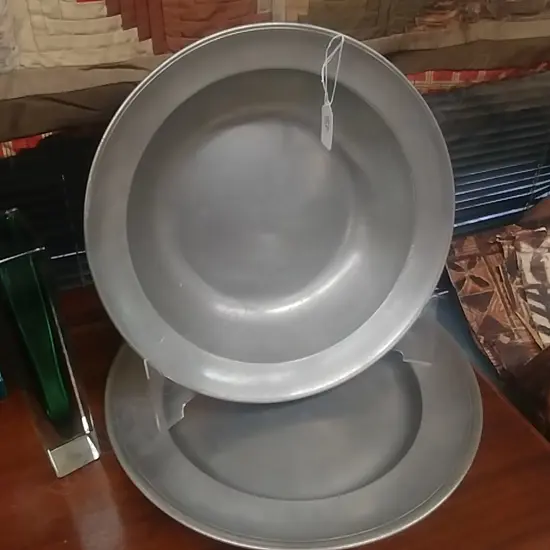 TWO VINTAGE PEWTER BOWLS