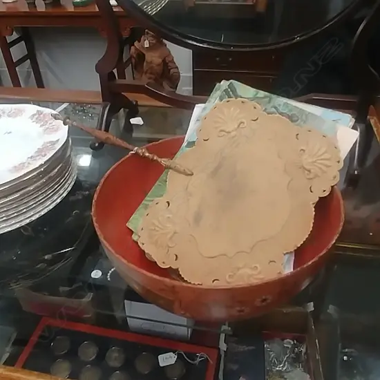 PAPER MACHE BOWL & CONTENTS