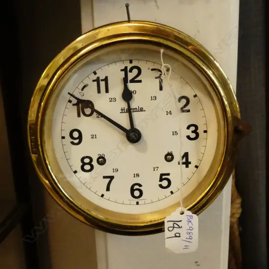 BRASS SHIP CLOCK, 18CM (FACE DIA.12CM)