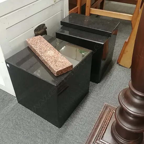 2 BLACK MARBLE DISPLAY CUBES + 2 PLINTHS COST $2000