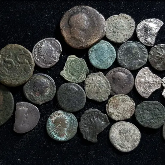 23 BRONZE & SILVER ANCIENT ROMAN COINS