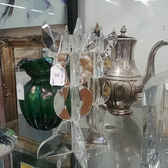 PAIR MODERNIST CRYSTAL CANDLESTICKS