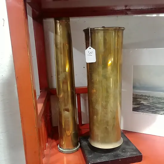 2 BRASS MILITARY SHELLS