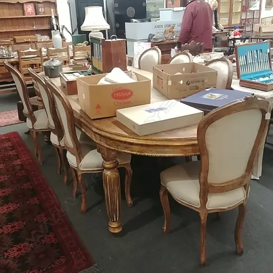 FRENCH STYLE DNING TABLE & 8 CHAIRS