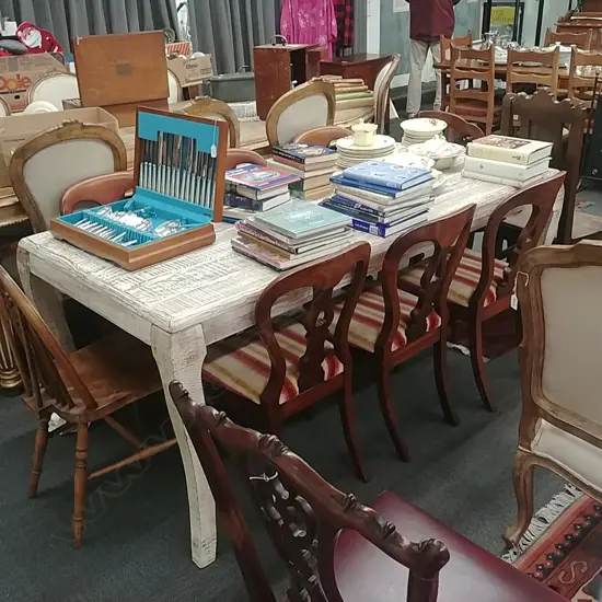 EARLY SETTLER PAINT FINISHED TEAK TABLE