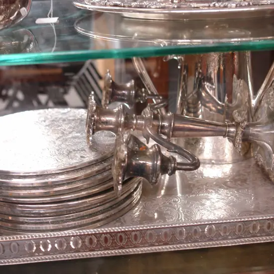 EP TRAY + CANDELABRA + JUG + PLACE MATS 