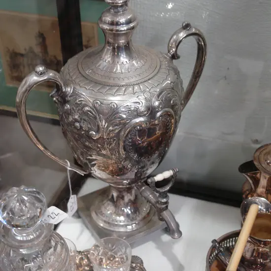 19THC SILVER PLATE SAMOVAR