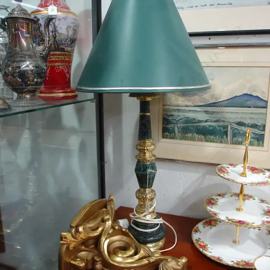 MARBLE AND BRASS SIDE LAMP