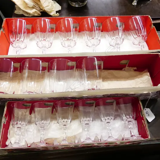 3 BOXED SETS OF CRYSTAL GLASSES 