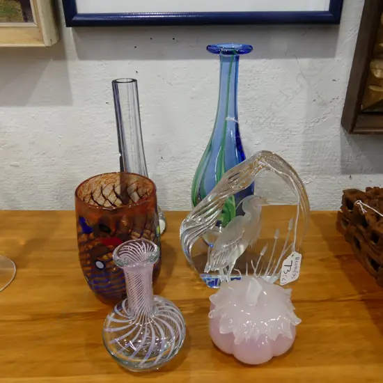 6 ASST GLASS VASES FRUIT ETC INC. GARY NASH TUMBLER