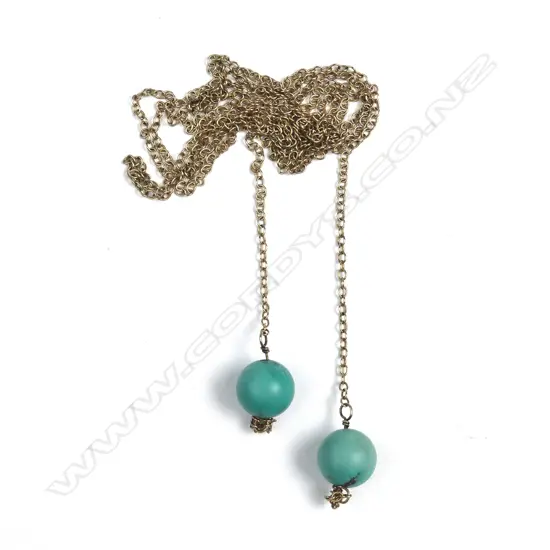 A small 9ct gold and bead sautoir