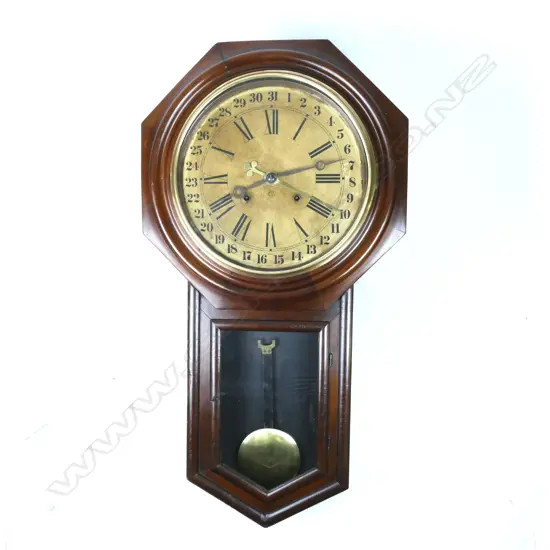 A 19thC mahogany Ansonia regulator calendar wall clock