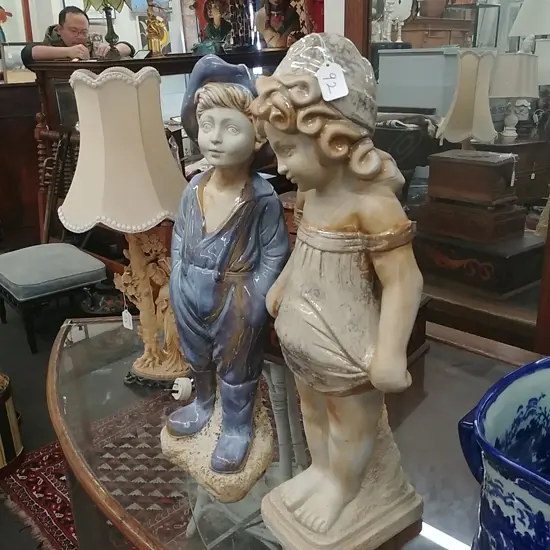 PAIR GARDEN FIGURE BOY & GIRL