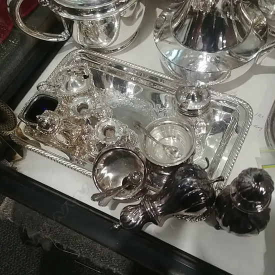 TRAY OF EPNS CONDIMENTS