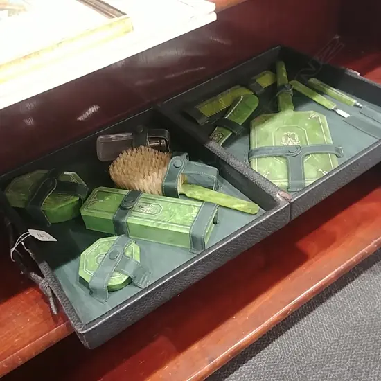 GERMAN ART DECO TRAVELLING VANITY SET - 10PC