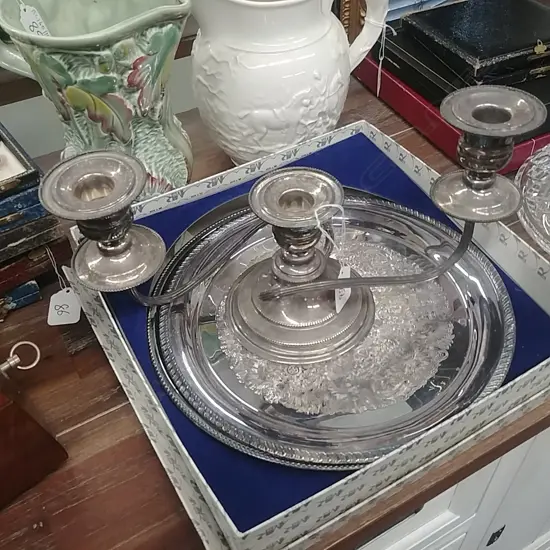 EP CANDLABRA & 2 TRAYS