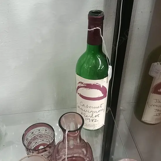 WINE BOTTLE WITH GRETCHEN ALBRECHT DESIGNED LABEL