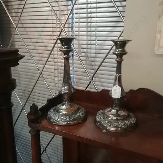 PR SHEFFIELD PLATE CANDLESTICKS
